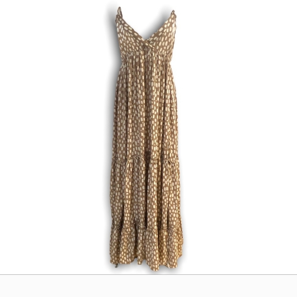 ROSEGOLD Boho Maxi Dress with White Brushstrokes